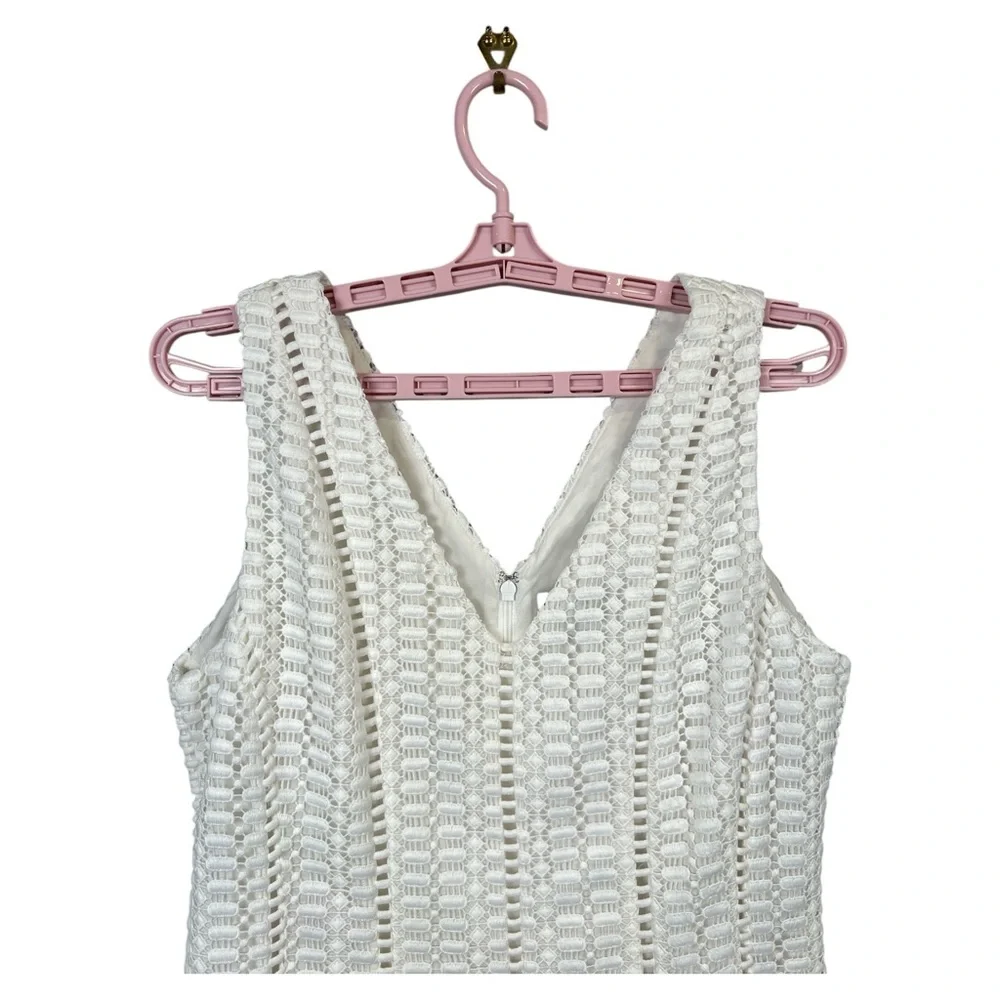 J. Crew White‎ Geometric Lace V-Neck Mini Skater Sleeveless Dress, Size 8
